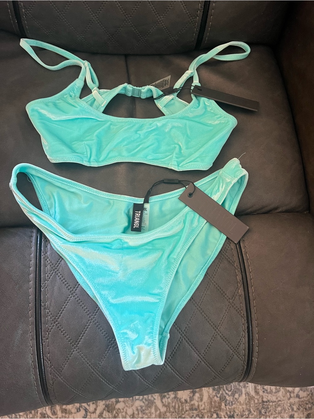 triangl swimwear Aqua Velvet Triangle Bikini Top
